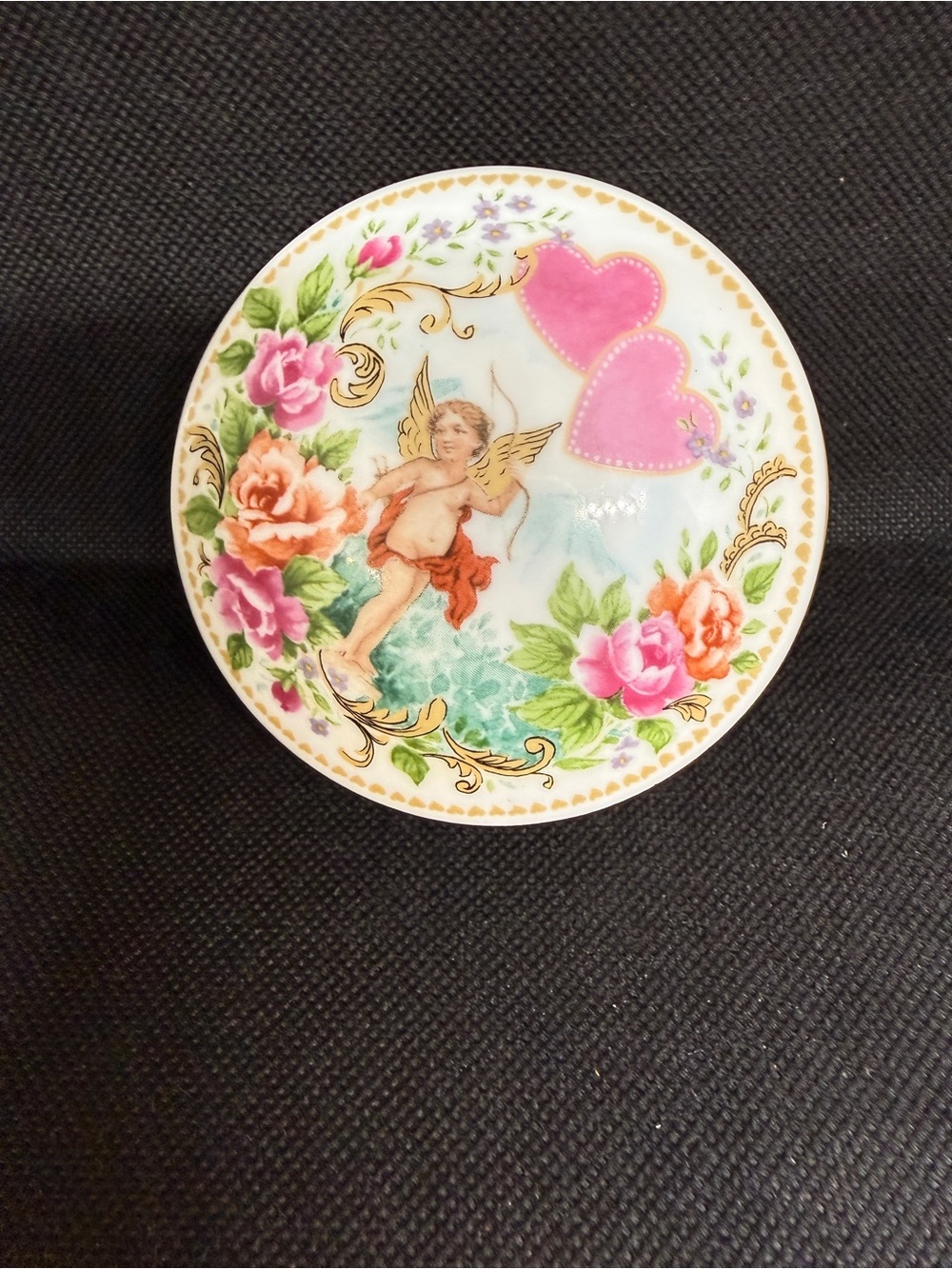 Royal Yarmouth Fine Porcelain Jewelry Music Box 2.5” White Pink Floral 1986 VTG